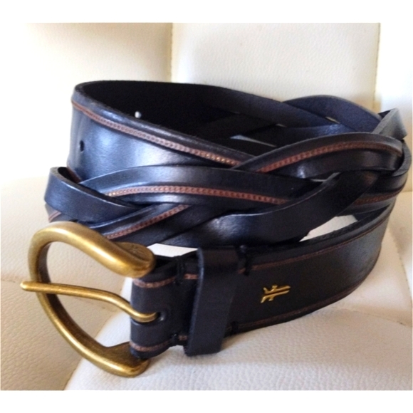 Frye | D-Ring Braided Genuine Leather Buckle Belt in Black - Picture 9 of 16